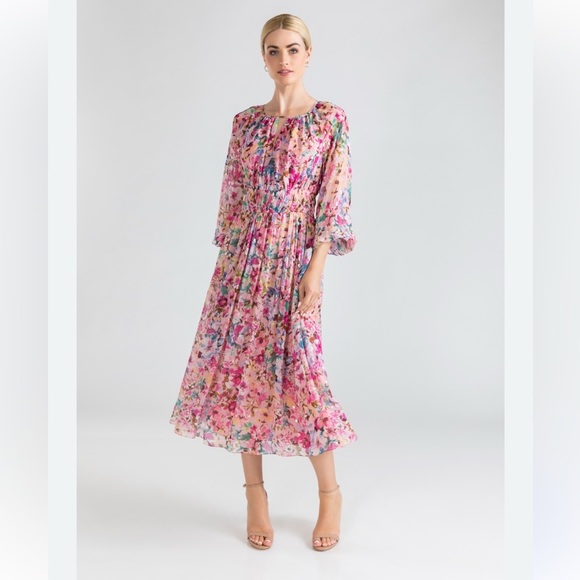 Shoshanna Taura Ruched Floral-Print Dress - Picture 1 of 4